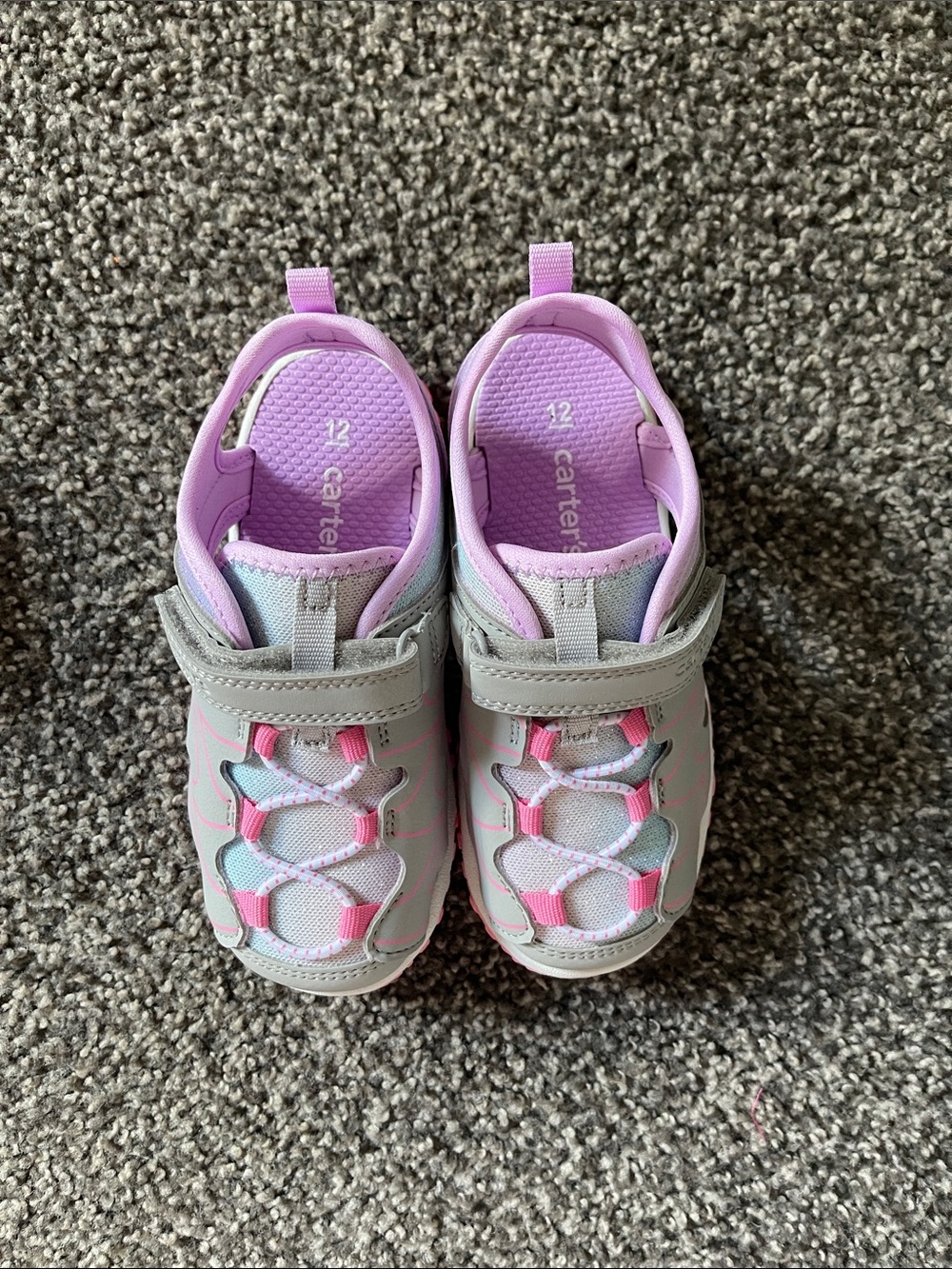Carter's Pink and Gray Toddler Hook-and-Loop Sandals. Brand new